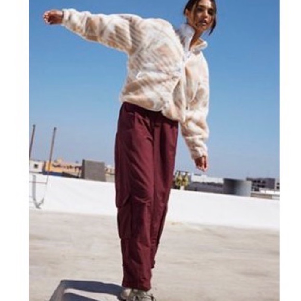 Free People Faux Fur Ski Jacket in Cream and Light Tan